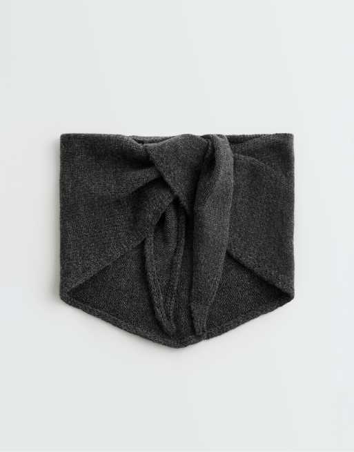 OYSHO 90% wool 10%  knit bandana in anthracite grey, 4 of 4
