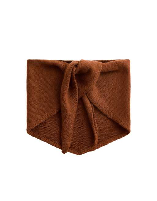 OYSHO 90% wool 10%  knit bandana in brown, 2 of 4