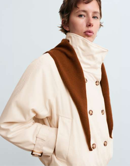 OYSHO 90% wool 10%  knit bandana in brown, 3 of 4