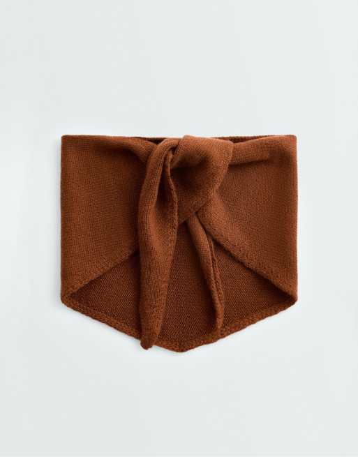 OYSHO 90% wool 10%  knit bandana in brown, 4 of 4