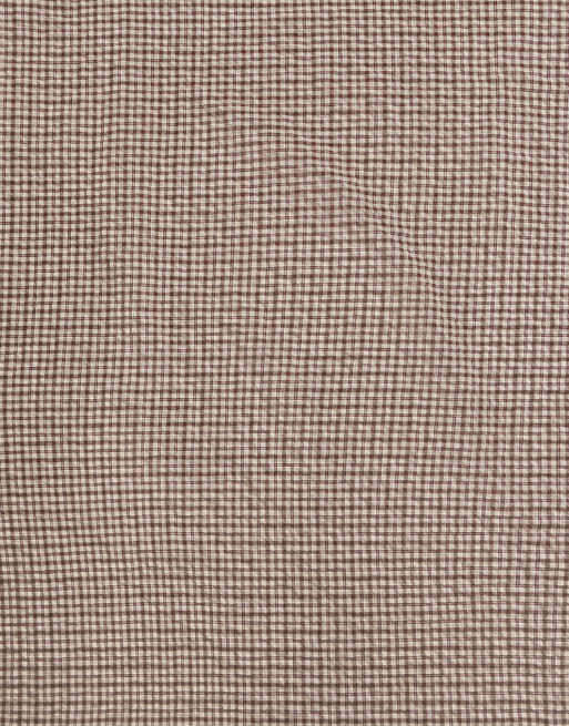 OYSHO 94% cotton check scarf in tan, 4 of 4