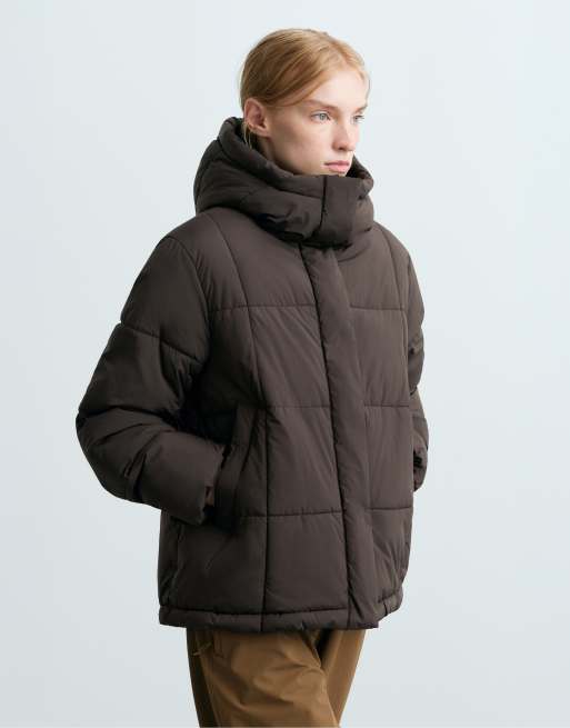 OYSHO A-line primaloft® waterrepellent padded jacket in light brown, 2 of 6