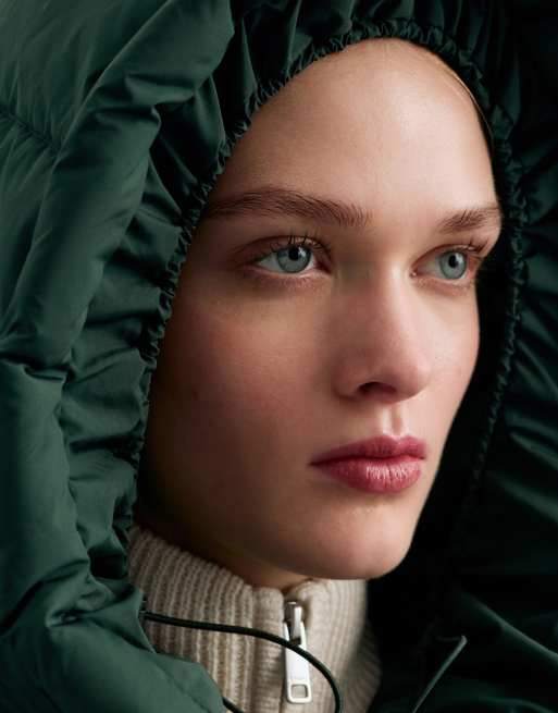 OYSHO A-Linie primaloft® wasserabweisende wattierte Jacke in Flaschengrün, 3 von 5