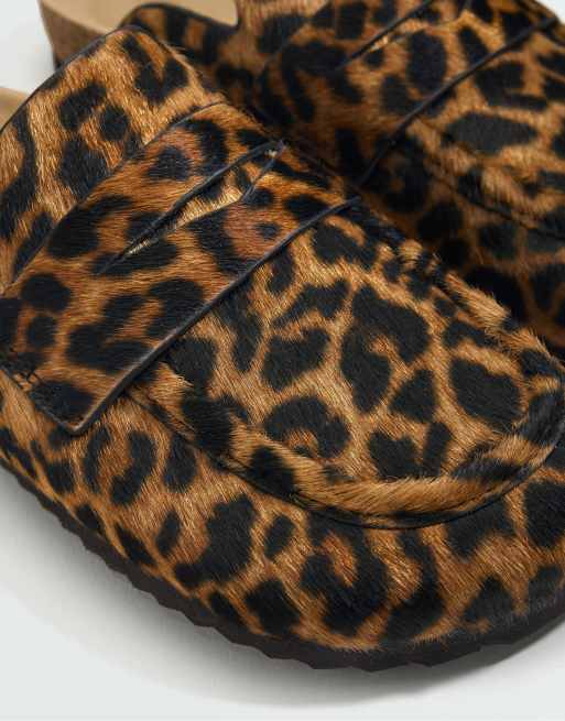 OYSHO Animal print split-leather mules in leopard print, 4 of 6