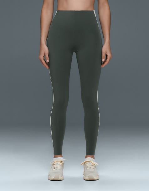 OYSHO ankellange højtaljede kompressionsleggings med core control og blokdesign i ocean - view 1