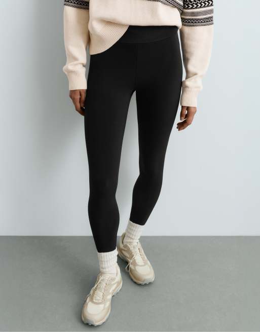 OYSHO ankellange højtaljede super ekstra varme sømløse leggings 70 cm i sort, 2 af 6