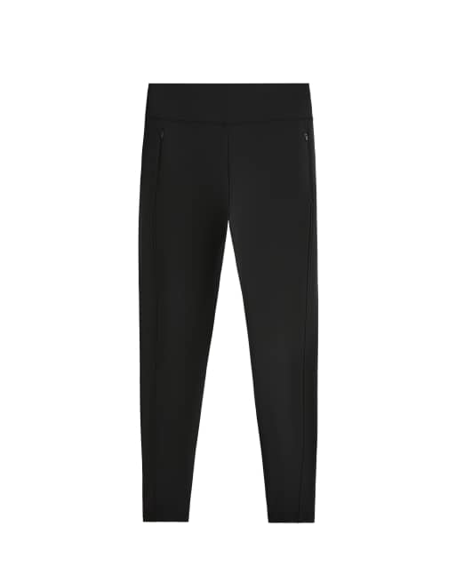 OYSHO Ankle-length high rise warm leggings with zips 70cm in black, 5 of 6