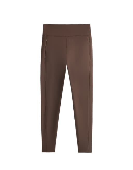 OYSHO Ankle-length high rise warm leggings with zips 70cm in brown, 6 of 6