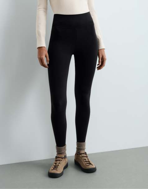 OYSHO Ankle-length super high rise extra warm seamless leggings in black - view 1