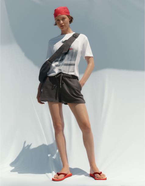 OYSHO - Antracitgrå shorts i bomuldsblanding og fleece - view 1