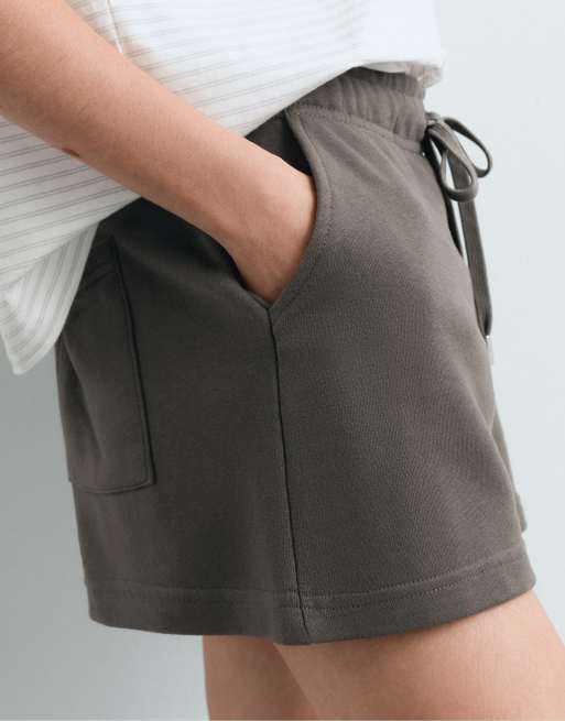 OYSHO - Antracitgrå shorts i bomuldsblanding og fleece, 3 af 7