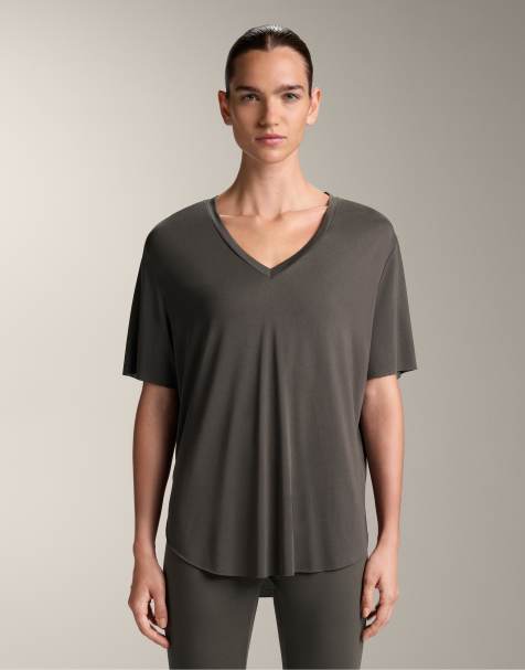 Oysho - Antracitgrå T-shirt med korte ærmer i modal - view 1