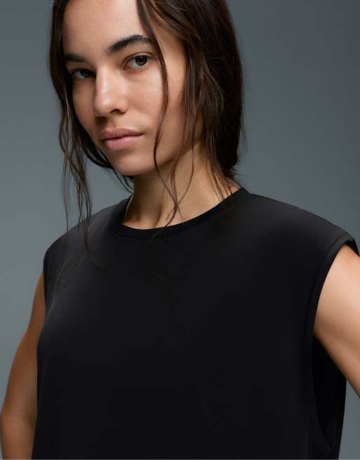 Oysho – Ärmelloses T-Shirt aus Modalmix in Schwarz, 3 von 5