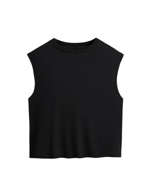 Oysho – Ärmelloses T-Shirt aus Modalmix in Schwarz, 5 von 5