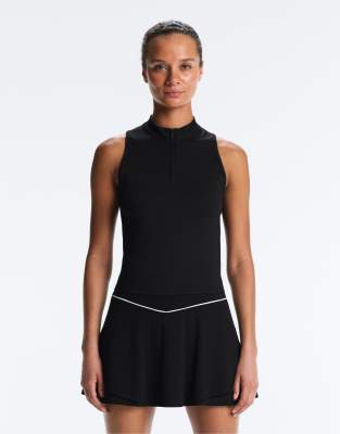 OYSHO - Ärmelloses T-Shirt in Schwarz mit kurzem Reißverschluss