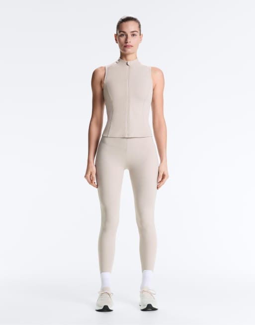 OYSHO – Ärmelloses T-Shirt in Taupe mit Reißverschluss, 2 von 7
