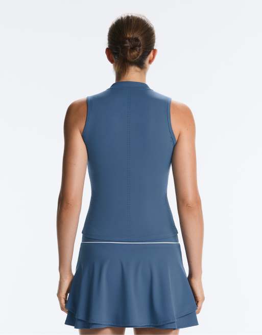 OYSHO ärmelloses T-Shirt mit halbem Reißverschluss in Blau, 5 von 7