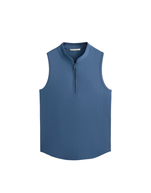 OYSHO ärmelloses T-Shirt mit halbem Reißverschluss in Blau, 7 von 7