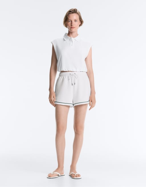 OYSHO ärmlös pikétröja i bomullspiké i off-white, 2 av 4