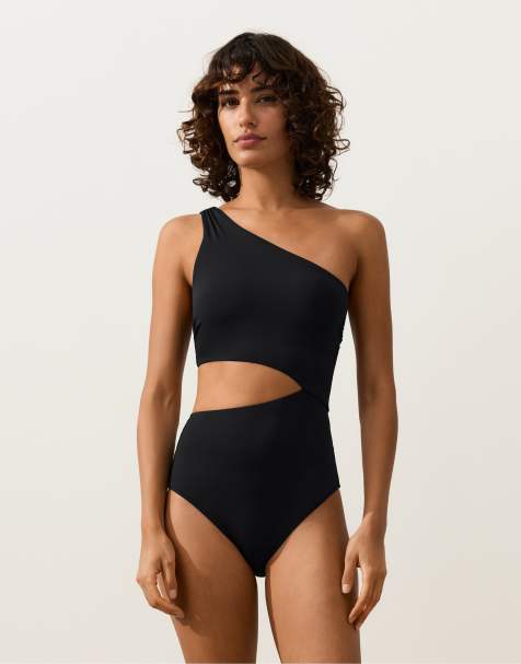 OYSHO Asymmetric strap trikini in black - view 1