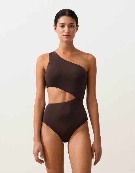 OYSHO Asymmetric trikini in brown - view 1
