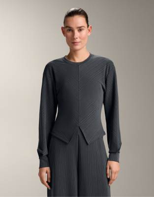 OYSHO - Asymmetrisches Sweatshirt aus Modalmix in Grau mit Streifen