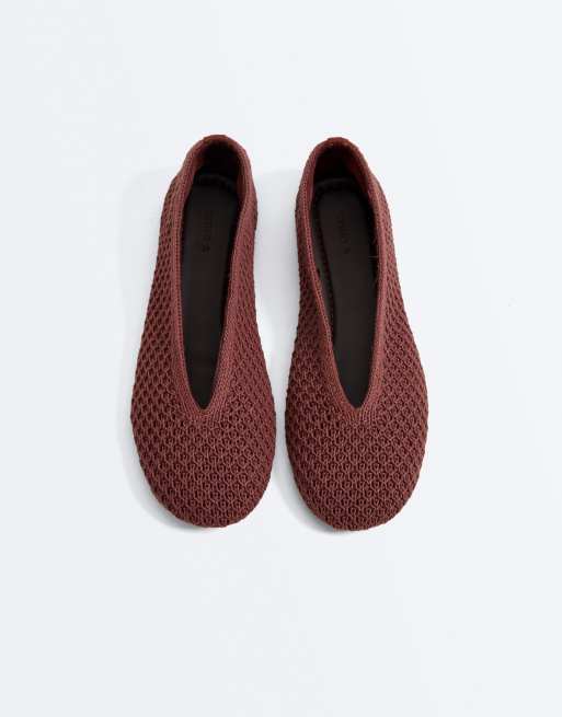 OYSHO - Ballerine all'uncinetto color terracotta, 4 di 7