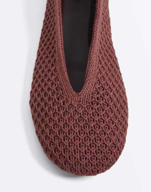 OYSHO - Ballerine all'uncinetto color terracotta, 7 di 7