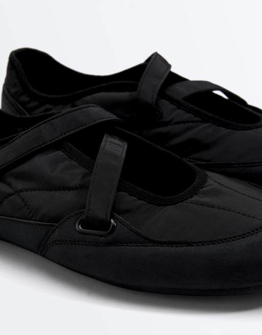 OYSHO - Ballerine sportive in nylon nere, 3 di 4