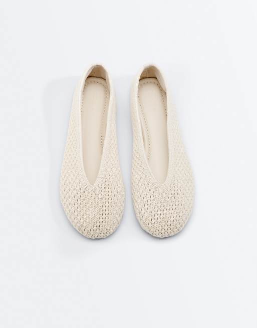 Oysho - Ballerines plates au crochet - Écru, 4 de 6