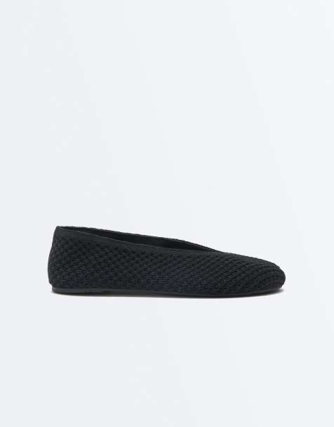 Oysho - Ballerines plates au crochet - Noir - view 1