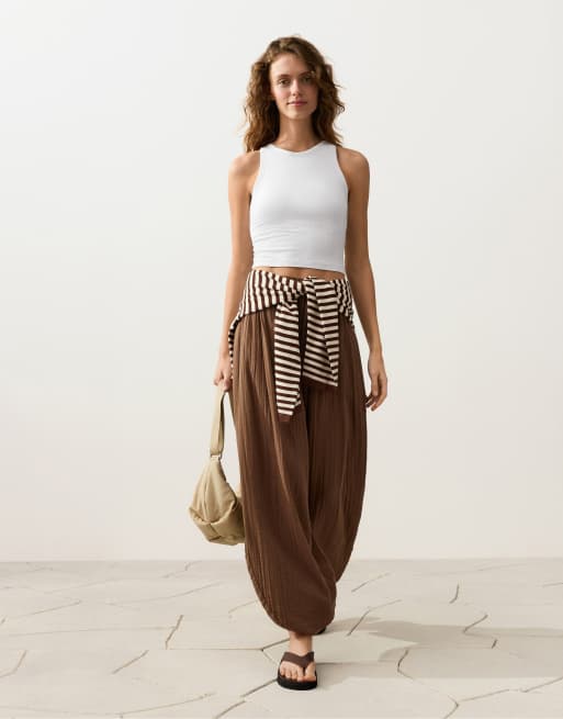 OYSHO – Ballonhose aus 100% Baumwolle in Hellbraun, 3 von 4