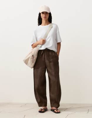 OYSHO - Ballonhose aus 100% Leinen in Braun-Brown