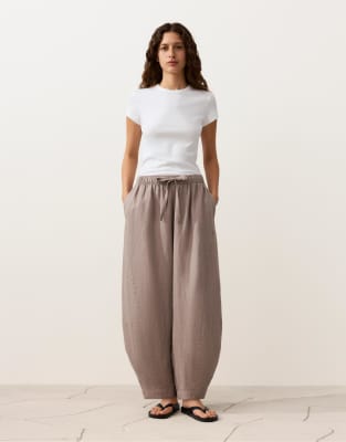 OYSHO - Ballonhose aus 100% Leinen in Taupe-Grau