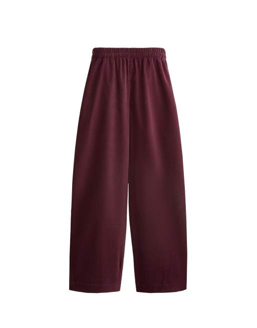 OYSHO Balloon-Crop-Feincordhose in Burgunderrot, 4 von 4