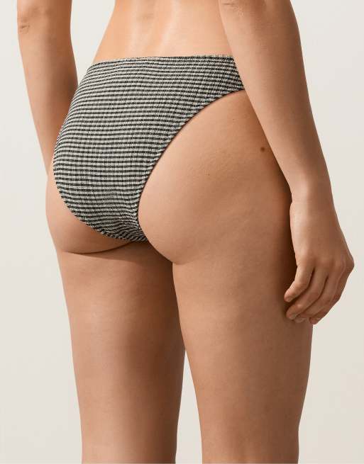 Oysho - Bas de bikini classique à petits carreaux - Noir, 3 de 4