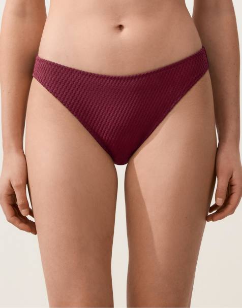OYSHO - Bas de bikini classique en jacquard à petits carreaux - Violet - view 1