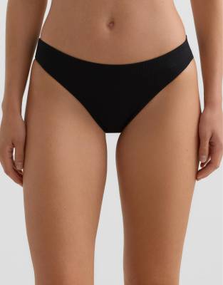Oysho - Bas de bikini classique en piqué - Noir