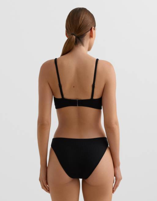 Oysho - Bas de bikini classique en piqué - Noir, 3 de 4
