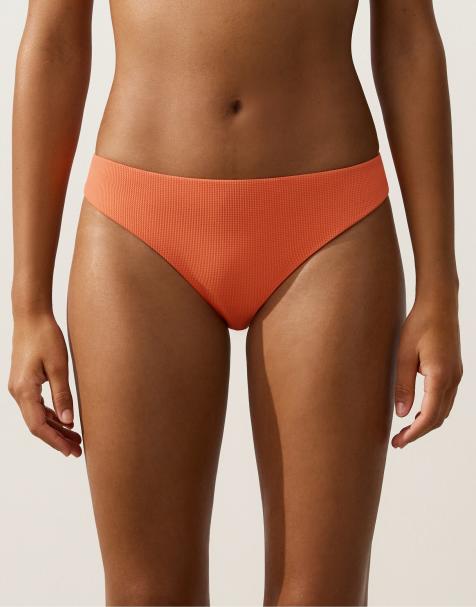 Oysho - Bas de bikini coupe classique en piqué - Orange - view 1