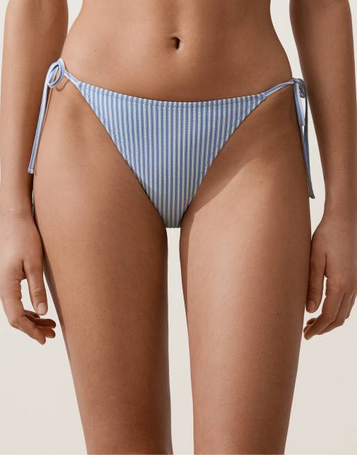OYSHO - Ensemble de bikini texturé à rayures - Bleu, 3 de 3