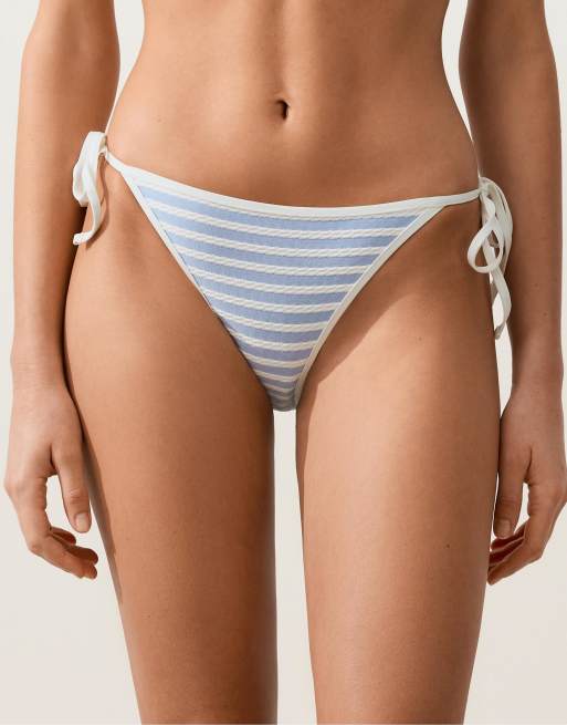 OYSHO - Bikini texturé à rayures - Bleu clair, 2 de 4