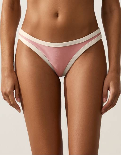 Oysho - Bas de bikini en U à couvrance moyenne avec bords contrastants - Rose, 2 de 4