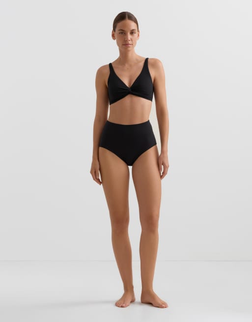OYSHO - Bas de bikini taille haute effet sculptant - Noir, 4 de 4
