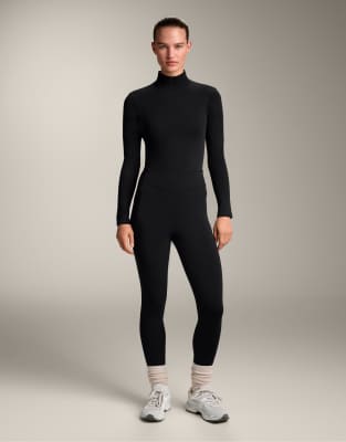 OYSHO - Baselayer-Body in Schwarz mit kurzem Reißverschluss
