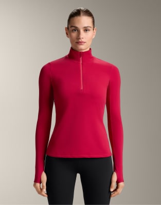 OYSHO - Baselayer-T-Shirt in Rot mit kurzem Reißverschluss