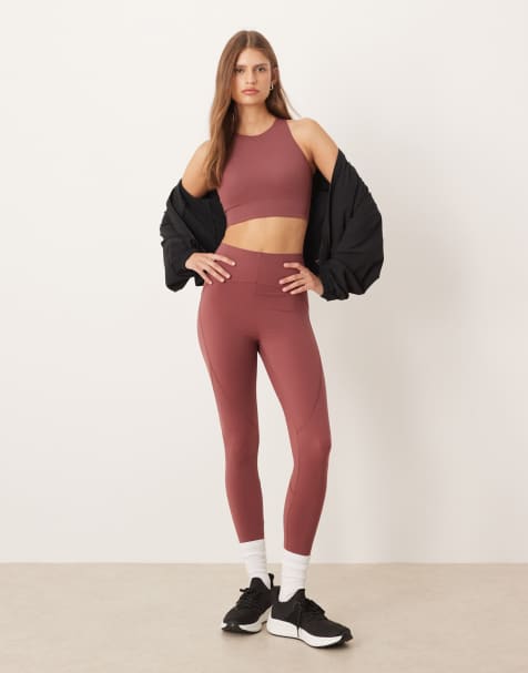 OYSHO Basic compressive ankle-length leggings in dark rosette - view 1