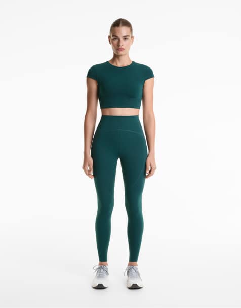 OYSHO – Basic Compressive – Knöchellange Leggings in Meergrün - view 1