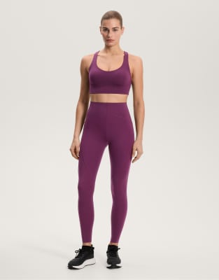 OYSHO - Basic - Knöchellange Kompressions-Leggings in Dark Plum-Lila