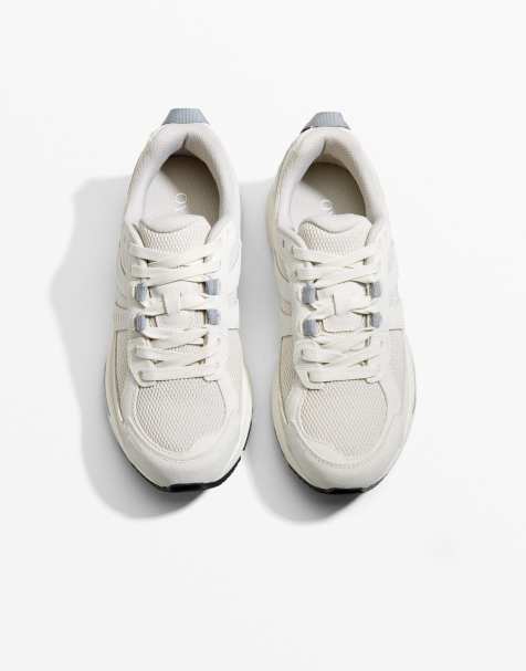 Oysho - Baskets style chaussures de course en croûte de cuir - Gris - view 1